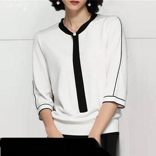 

y7mkd s amash ice summer air conditioner sweater t-shirt sweaterand autumn new half sleeve t-shirt women's air conditioning 2020 silk p, White;black