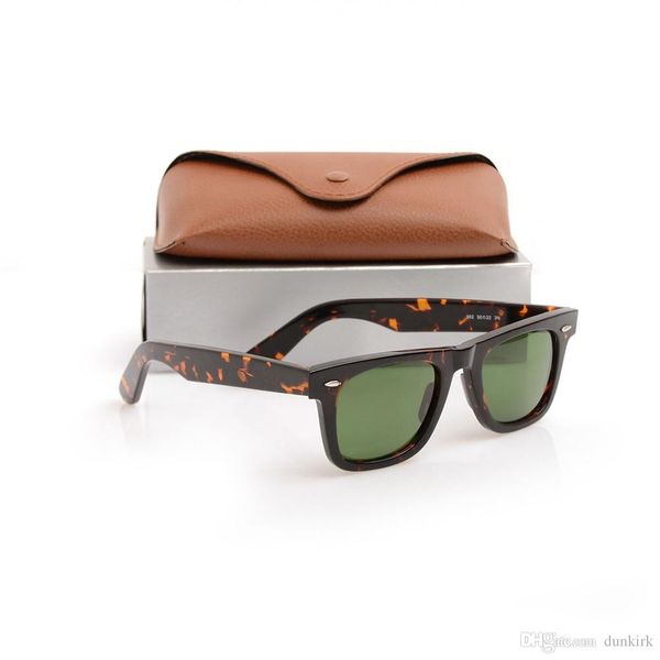 

plank sun glasses glass lens tortoise frame green lens metal hinge sunglasses ray mens womens sunglasses wayfarers sun glasses, White;black