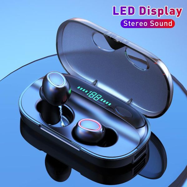 

kowkaka bluetooth 5.0 wireless earphone tws touch control earphones stereo led display earbuds sport waterproof headset with mic