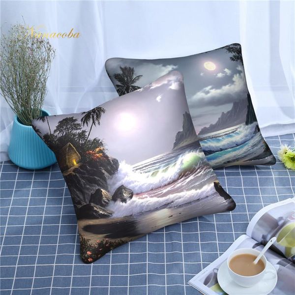 

landscape pillowcases moon night painting style cotton cushion cover 45x45cm pillow case for sofa car chair gift cojines