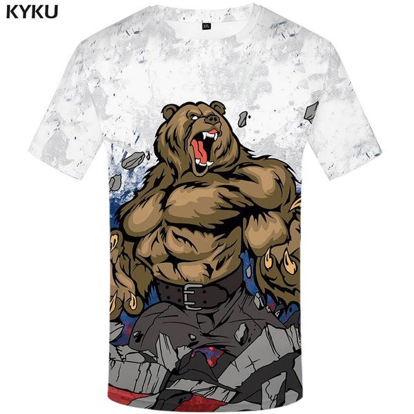 

brand bear russia sturdy male animal china men 3d print shirts aesthetic harajuku anime men clothing