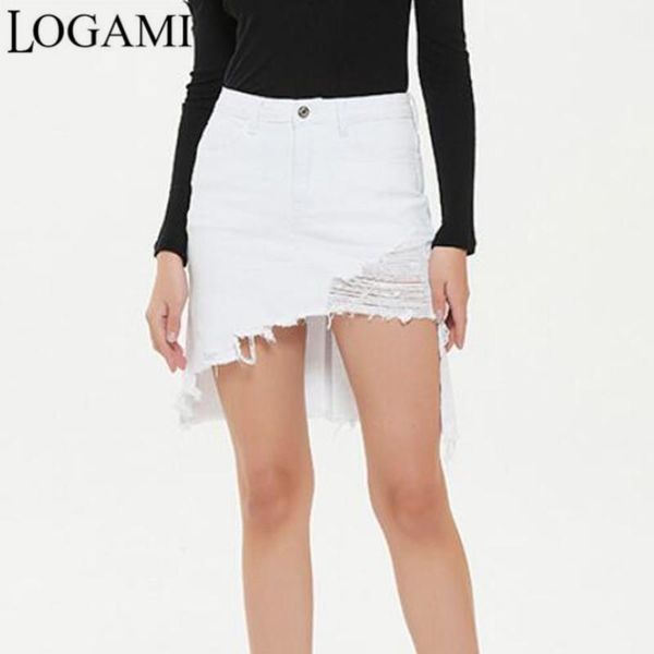 

skirts logami high waist ripped asymmetry womens mini pencil skirt woman spring summer white plus size, Black