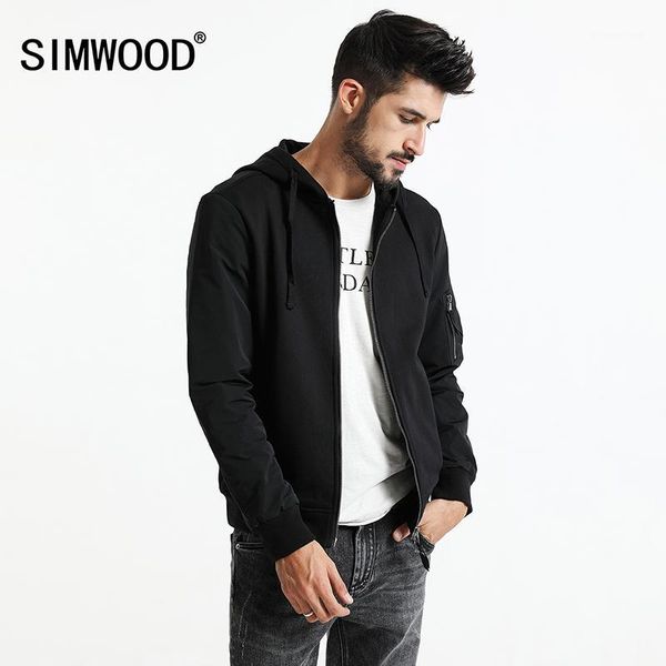 

simwood 2018 autumn winter black jacket new fashion brand clothing windbreaker men coat bomber jacket cotton coats men jk0170021, Black;brown