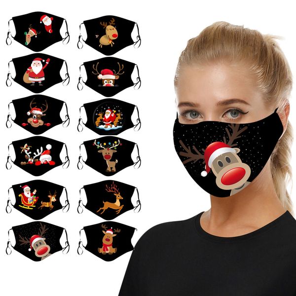 

christmas bandanas new print winter for mask 1pc protection face masque mouth caps washable earloop cotton santa mask#yl5