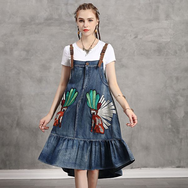 

women's summer 2021 black friday new denim strap skirt, irregular dress for young girls 82221, White