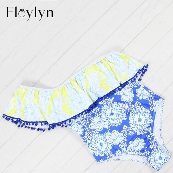 

floylyn off-shoulder print swimwear single shoulder one piece swimsuits retro bathing suits high cut bodysuit monokini1, White;black