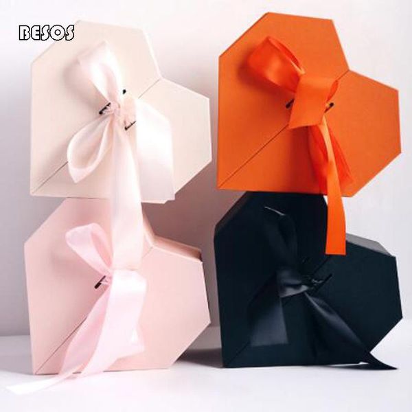 

fashion heart shaped double open ribbon gift box party wedding promotion candy flowers cosmetics packaging decoration gift box