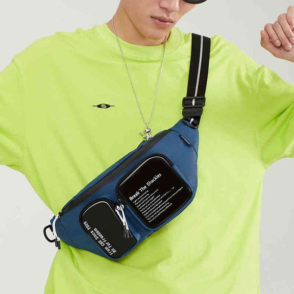 

bags chest bag handbags fashion brand men's street trend personalized messenger women's simple popular leisure sports one shoulder, Black;red