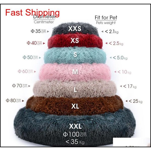 

round plush cat bed house cat mat winter warm sleeping cats nest soft long plush dog basket pet cushion portable pet qylzcw yh_pack