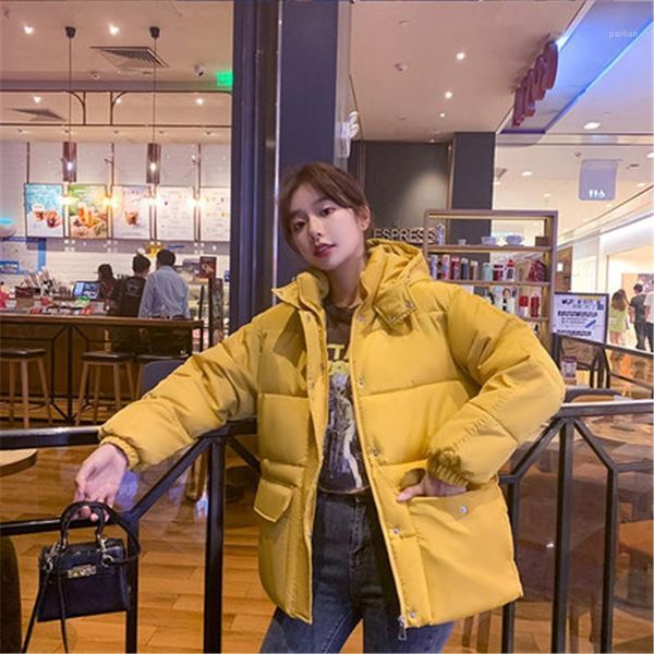 

winter woman parkas cotton women clothing new korean version loose thick coat hooded warm solid oversize short women's jacket1, Black