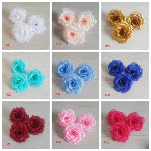 

decorative flowers & wreaths lot 20pcs 4inch 10cm roses silk flower heads wedding decoration ivory cream champagne purple pink light blue ro