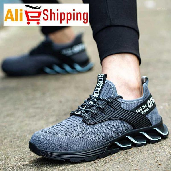 

work boots construction men's outdoor steel toe sneakers men puncture proof lightweight safety shoes1, Black