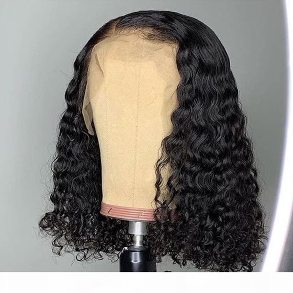 

full lace human hair wigs lace front wigs brazilian human hairs preplucked natural hairline 180% density wigs short bob curly, Black;brown