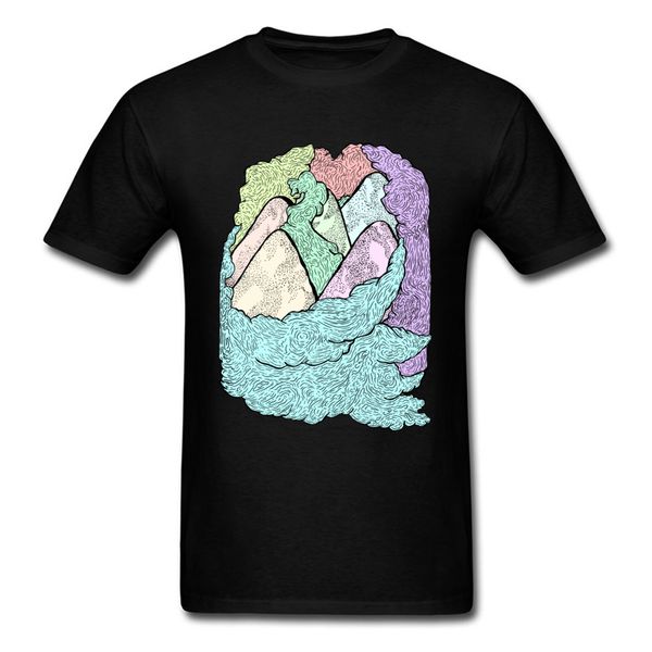 

the cloud painting kingdom print mountain drawing short sleeve black abstract art casual tees sport hooded sweatshirt hoodie t shirt