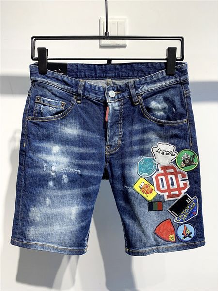 

new men's stretch short jeans fashion casual slim elastic denim shorts men's clothes denim shorts men, Blue