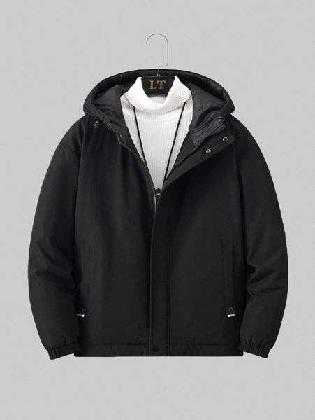 

men zipper drawstring hooded winter coat without sweater y2nh#, Black;brown