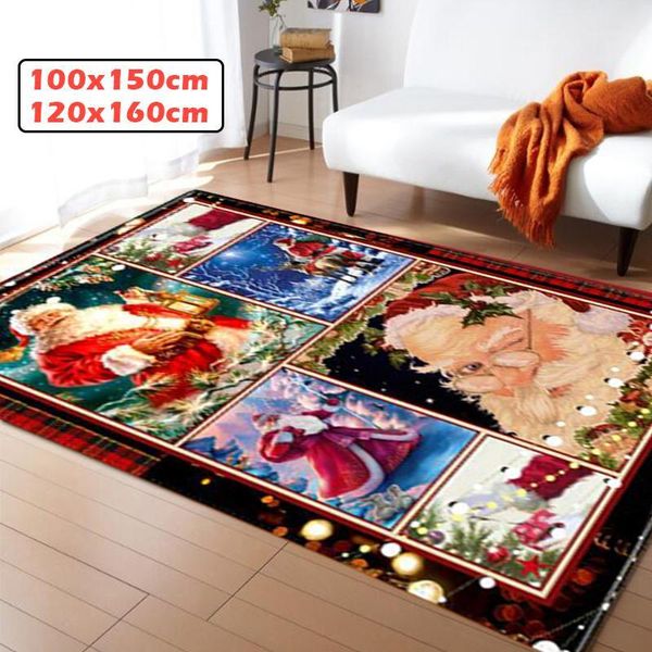 

wujie 6 styles 3d santa claus. pattern carpet christmas area rugs for living room anti-slip floor mat doormat home decoration1