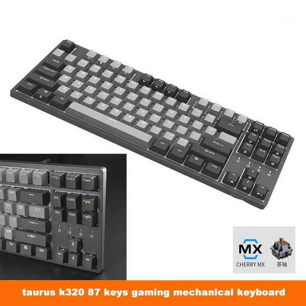 

keyboards k320 87 keys gaming mechanical keyboard cherry mx brown blue red switch type c usb pbt keycaps wired backlight nkro keyboard1