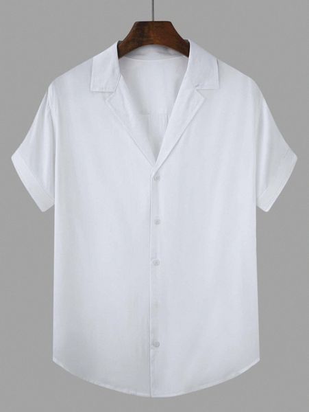 

men lapel neck button up shirt 13pm#, White;black