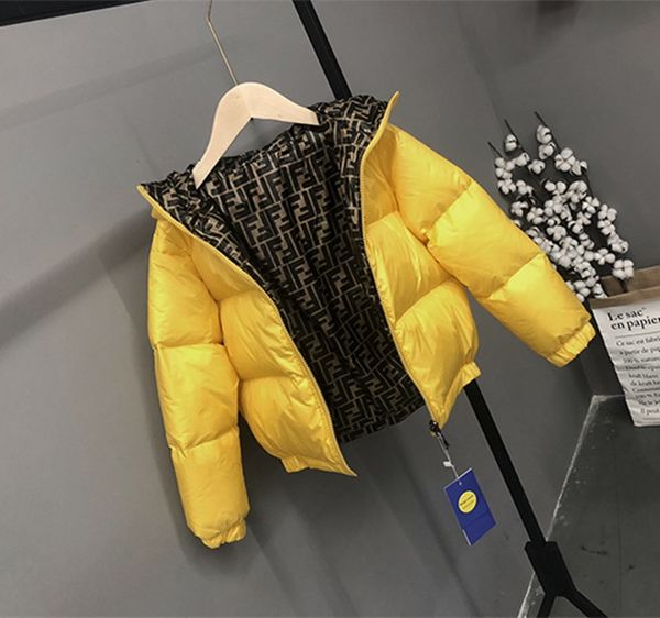 

selling 2020 kids coats designers thicken hooded kids boys girls winter coat printing ff down coat double-sided kids short down jackets, Black