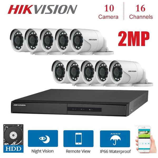 

systems 16 channels hikvision english version dvr ds-7216hghi-f1/n 1080p with 10pcs 2mp 4 in 1 indoor outdoor night vision camera kits