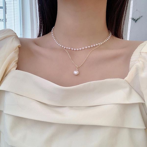 

chokers bacolod gold color copper pearls necklaces for women fashion birthday party jewelry beauty multi-layer choker necklace, Golden;silver