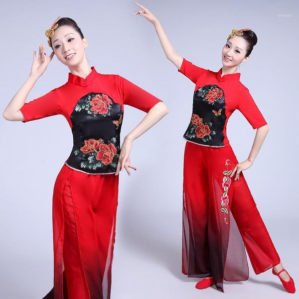 

red sequins ancient chinese costume stage performance clothing folk dress hanfu women stage costume yangko dance costumes1, Black;red