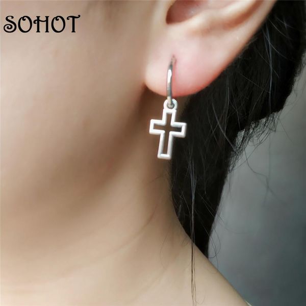 

sohot holow христианский крест кулон стиль хооп серьги пирсинг vintage круглый золото серебро цвет цинковый сплав женщины ювелирные изделия, Black;white