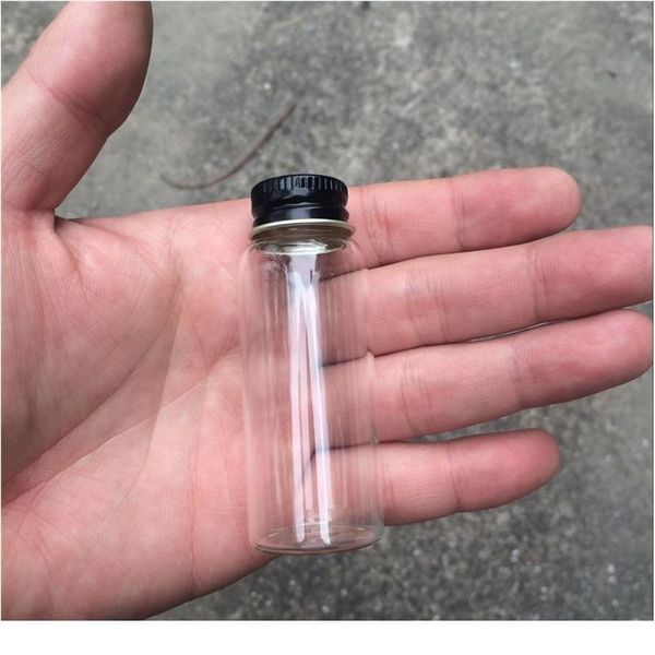 

27x70x14mm 25ml transparent clear gift glass bottles screw cap black aluminum lid glass jars empty vials 25ml gift bottl jllomx