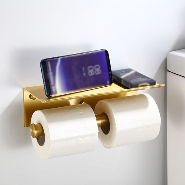

kitchen wall mounted black toilet paper towel roll holder with cell phone storage rack bathroom accessories