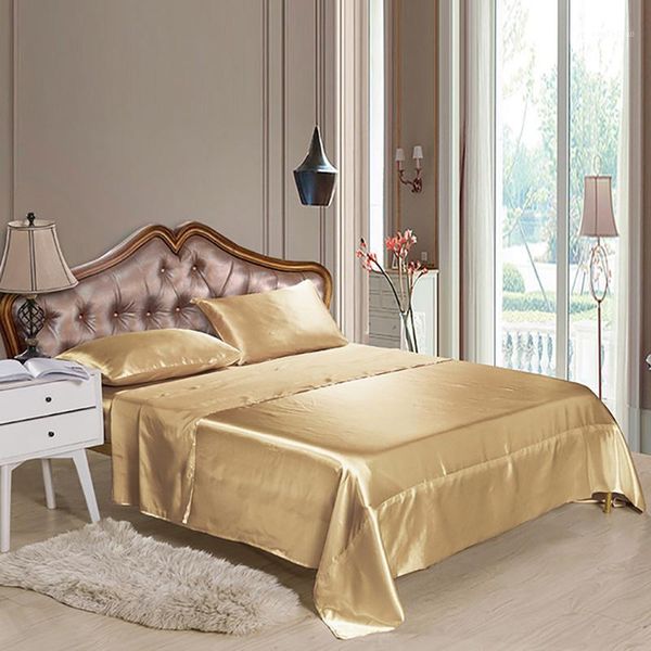 

bedding sets 2021 limited none cama 7 color satin set twin//king size bed clothes flat sheet fitted pillowcase home textile1
