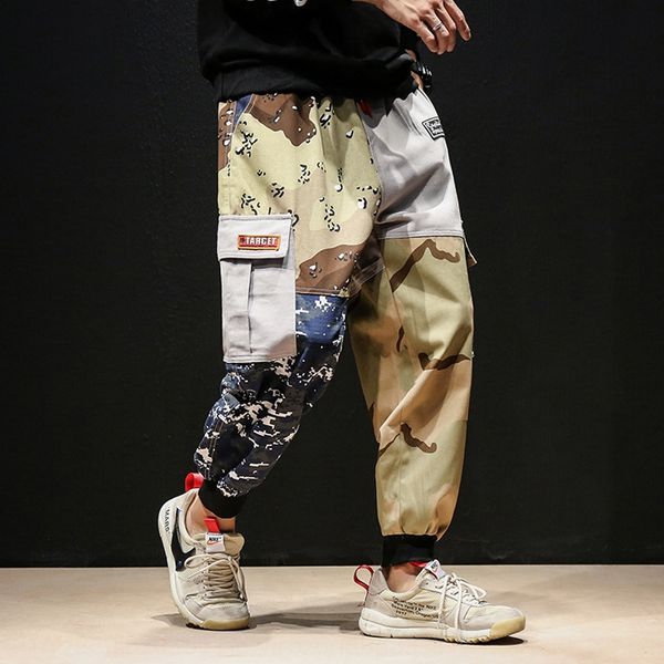 

chinese wind work wear camouflage tight casual sports pantsmen's loose sports pants large casual pants fashion brand leggings personali, Blue