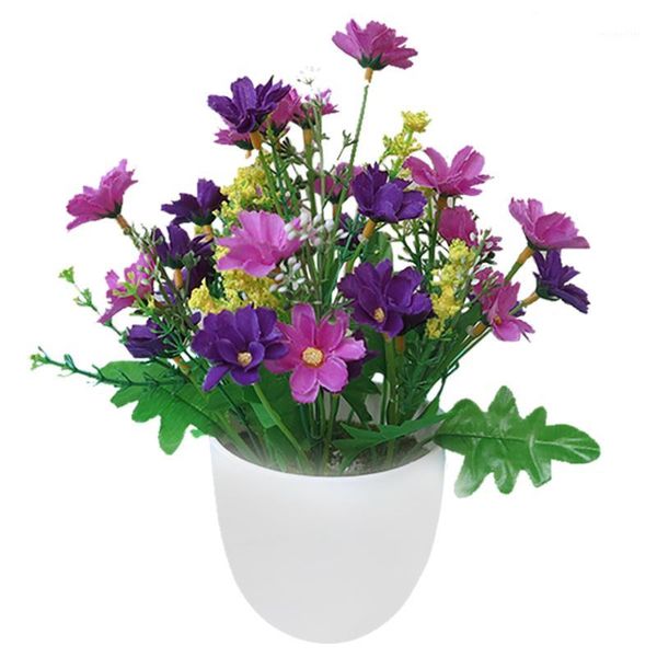 

decorative flowers & wreaths artificial botanical chrysanthemum bonsai bright color lifelike fake plants potted home decorations1