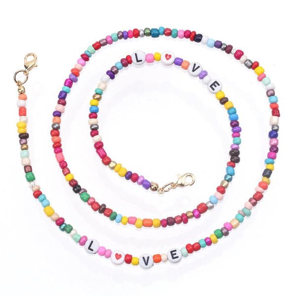 

2020 colorful rice beads letter love mask chain simple casual rope halter strap eyeglasses chain sunglasses accessories h bbyuuf