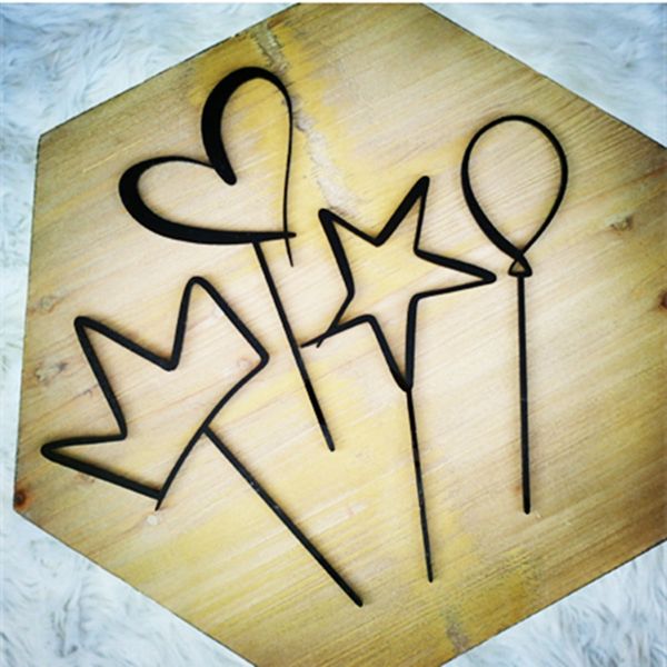

new products handwritten acrylic love crown balloon four-piece of 4 cake set of 4 five pointed star four piece cake set with cards and acryl