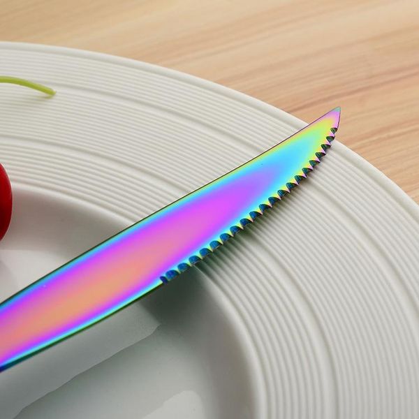 

cutlery stainless steel tableware cutlery set restaurant travel dinnerware set rainbow fork knife spoon tableware set h jllxsi