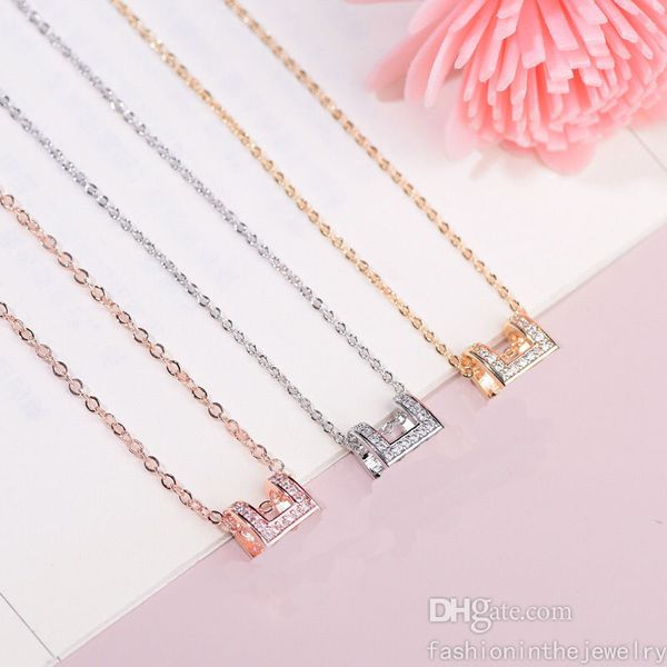 

fashion necklace designer jewelry luxury pendants men anniversary gift diamond oval letter shaped pendant women sterling silver wholesale ne
