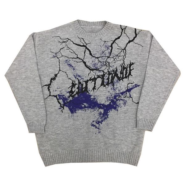 

2021 new autumn new high street letter loose around the neck men's knitted shirt low price better gray rcan, White;black