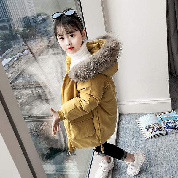

2020 new children's korean version foreign style winter down cotton padded clothes girls' thickened, Blue;gray