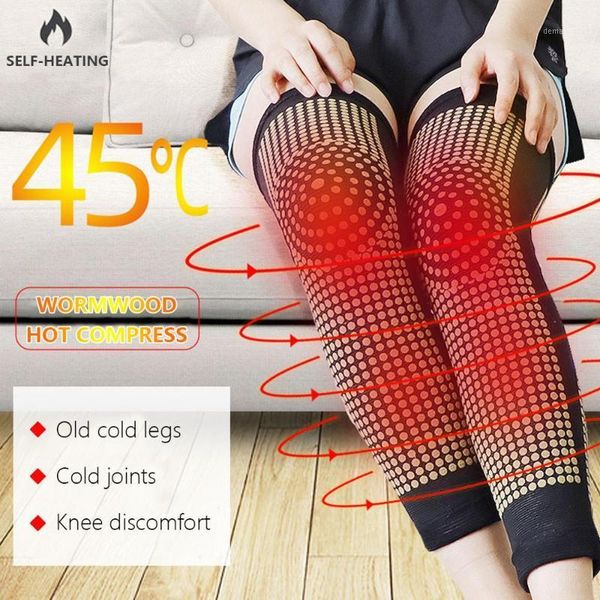 

1 pair health care self heating knee pad magnetic therapy support double-sided dot adjustable knee massager relieve leg pain1, Black;gray