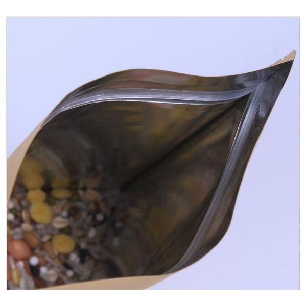 

1000pcs zipper brown kraft aluminizing pouch,stand up kraft paper aluminium foil bag resealable zip lock grip seal f jlllpr outbag2007