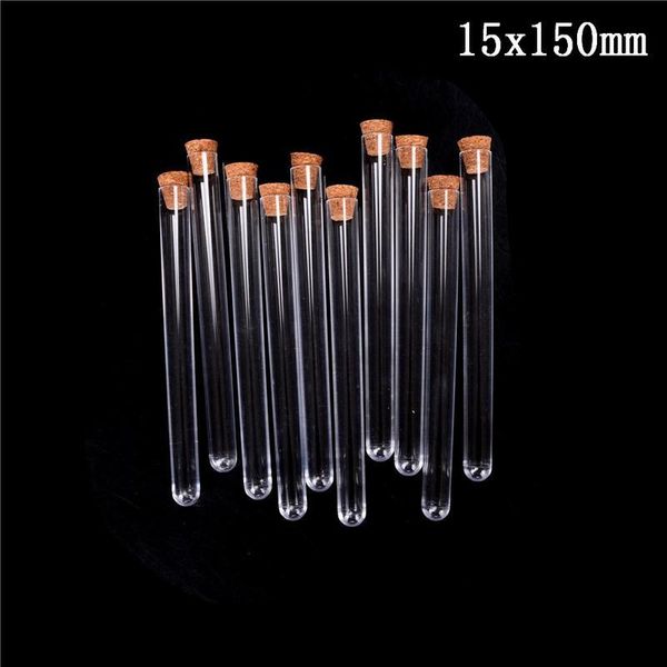 

10pcs plastic test tube with cork clear durable round bottom test tube lab experiment supplies bbyruy