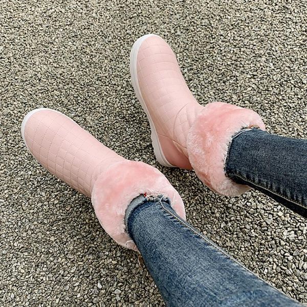 

blxqpyt plus size 33 to big 50 new winter boots med calf women snow boots plush warm shoes easy wear female casual 233, Black