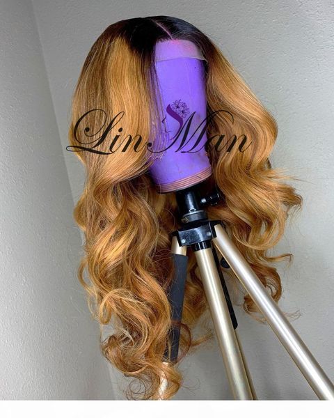 

lace front human hair wigs loose wave brown front wig for black women pre plucked with baby linman, Black;brown