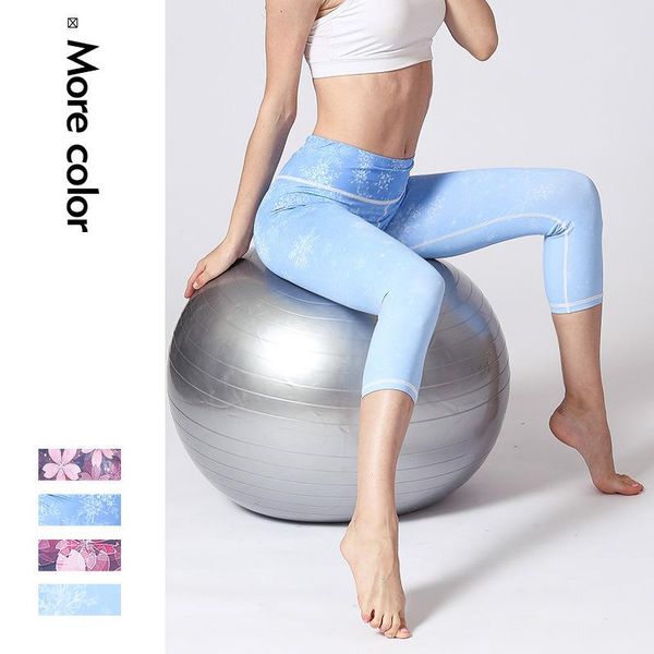 

2020 new cropped yoga pants print yoga pants quick-drying stretch fitness print fitness running trousers, White;red
