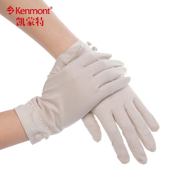 

new kenmont summer women lady girl solid color 100% cotton uv protection driving gloves 2965, Blue;gray