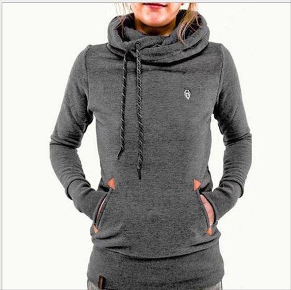 

european and american womens hooded long sleeved pocket embroidered hooded plus velvet drop shipping good quality, Black