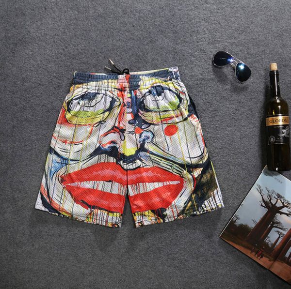 

человек шорты 3d губы печать мода лето пляж шорты сетки дышащий хлопок брюки, White;black