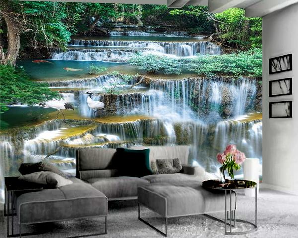 

landscape waterfall 3d wallpaper romantic landscape decorative silk 3d mural wallpaper 3d wall paper for living room custom p