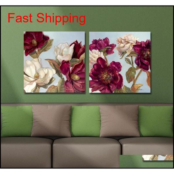 

dyc 10061 2pcs red flowers print art ready to jllwgo jhhome